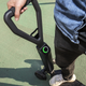The handlebar is designed to make the scooter steerable with one hand